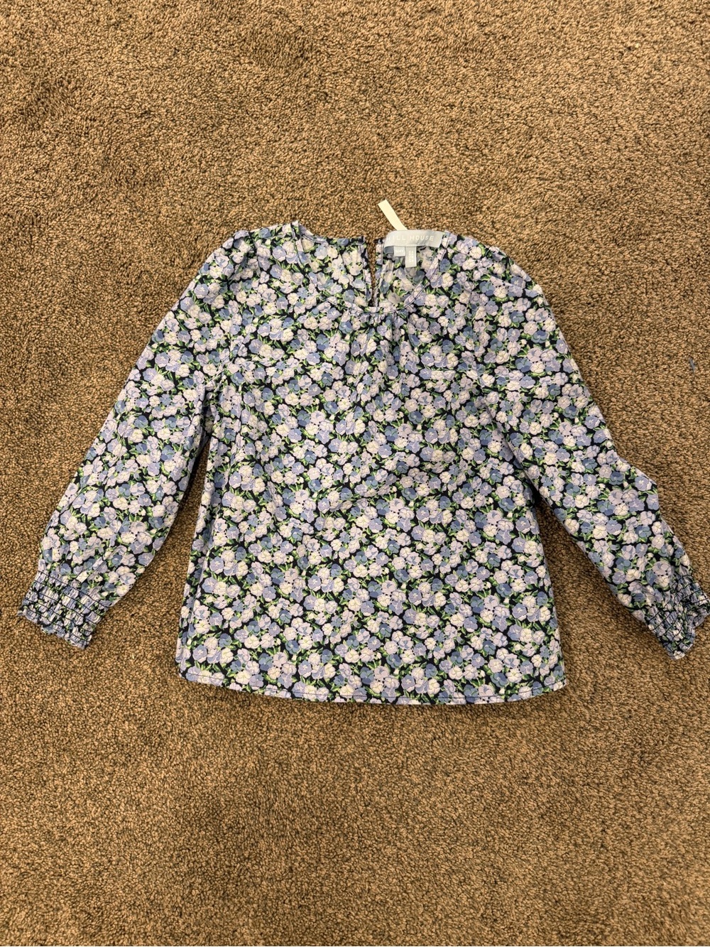 Hill House Kids Floral Dress in Lavender, White, and Green